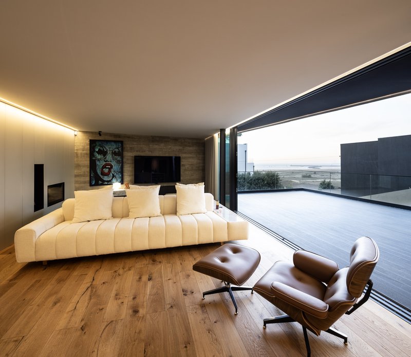 House_JA / éOp – arquitectura e design - Interior Photography, Living Room, Wood, Sofa, Lighting