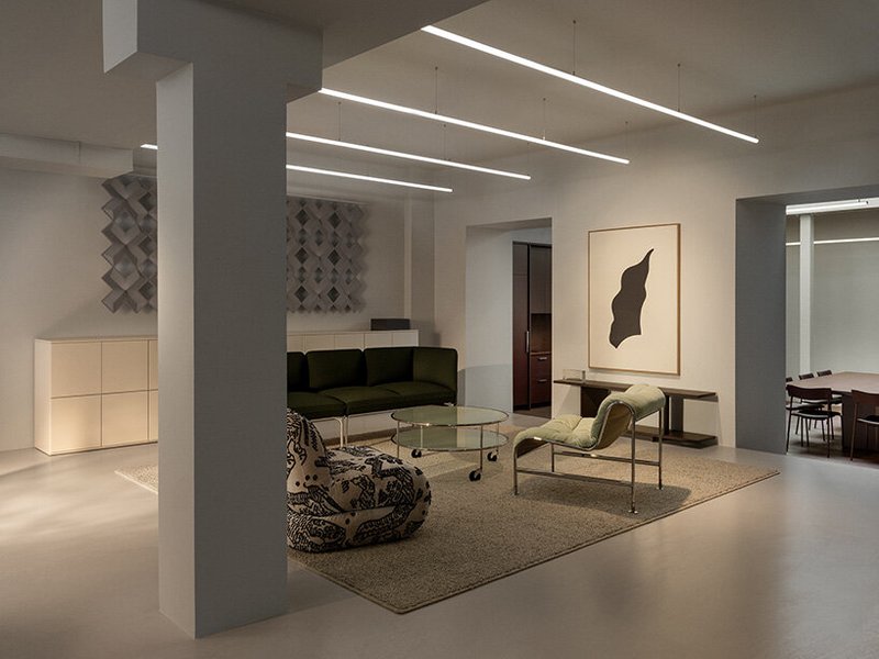 note design studio arranges lammhults design group's stockholm space as sequence of rooms